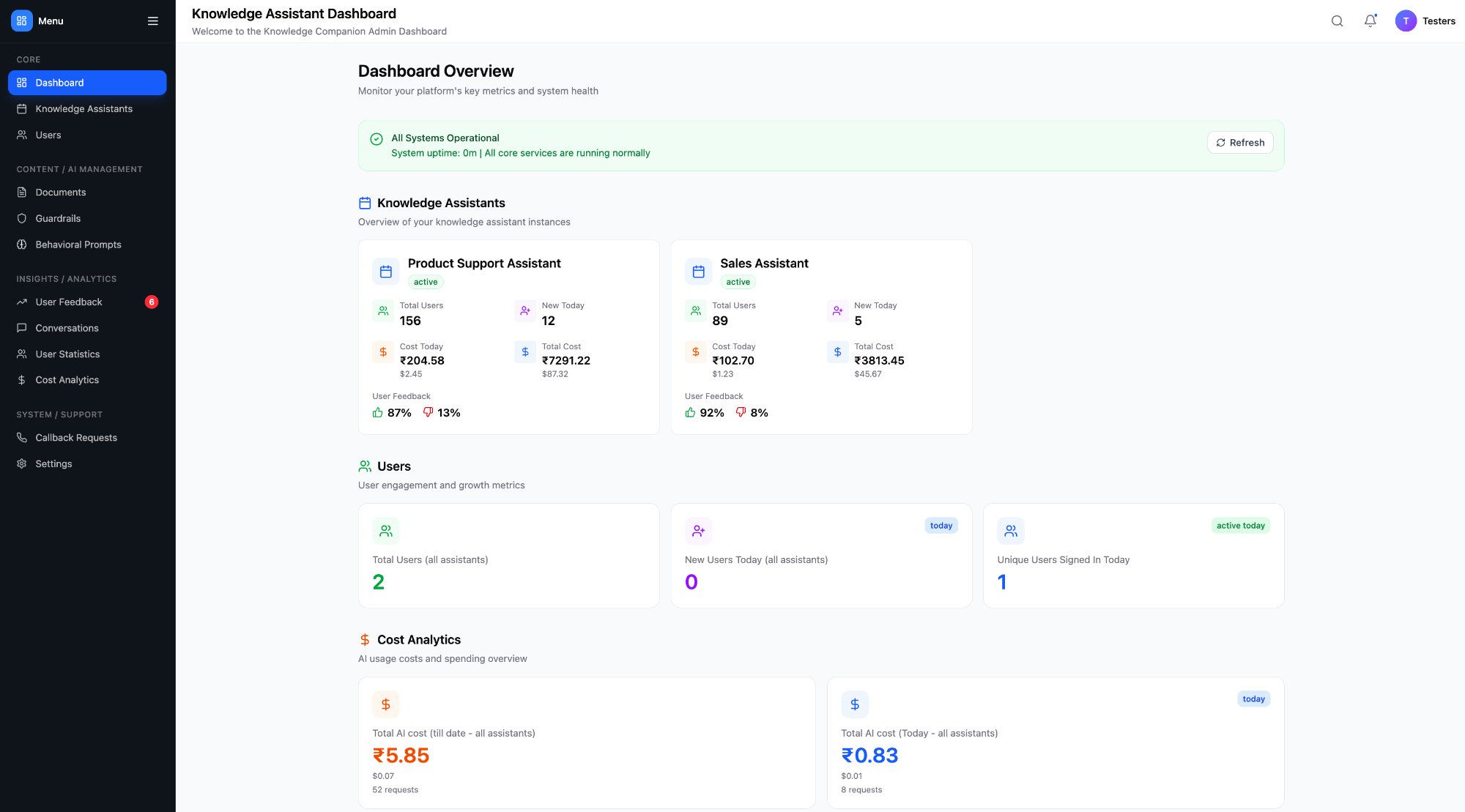 Knowledge Assistant Dashboard